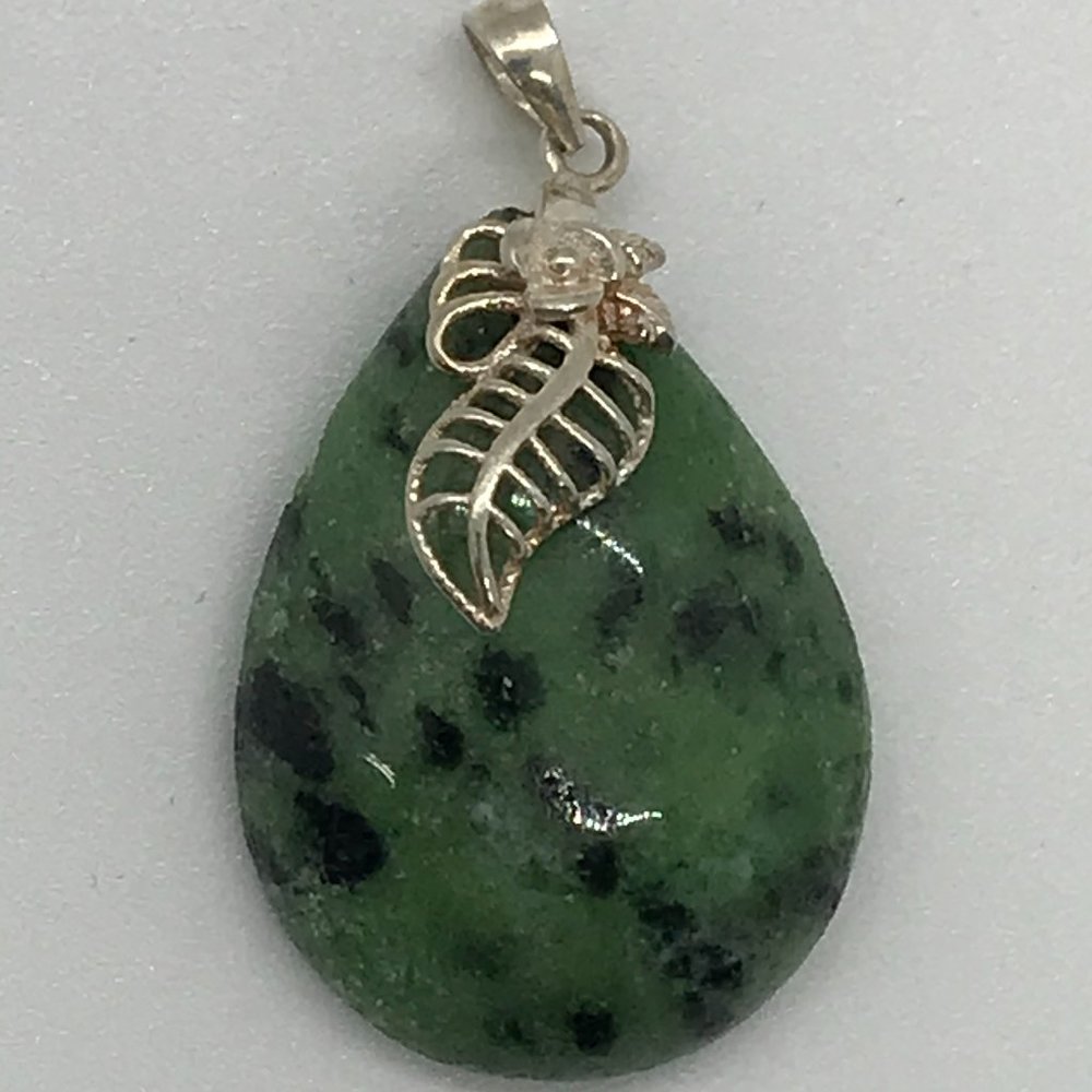 Ruby in Zoisite Pendant with Leaf Bail